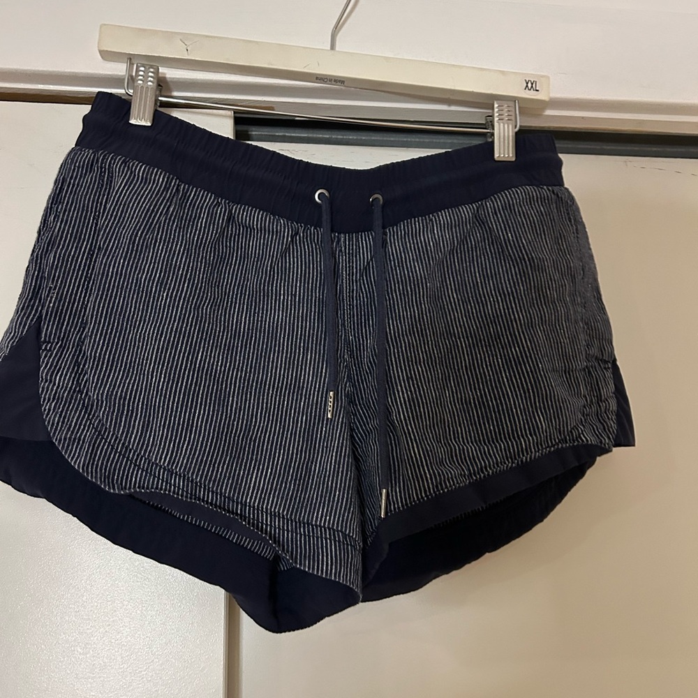 Athleta Navy and White Striped Athletic Shorts